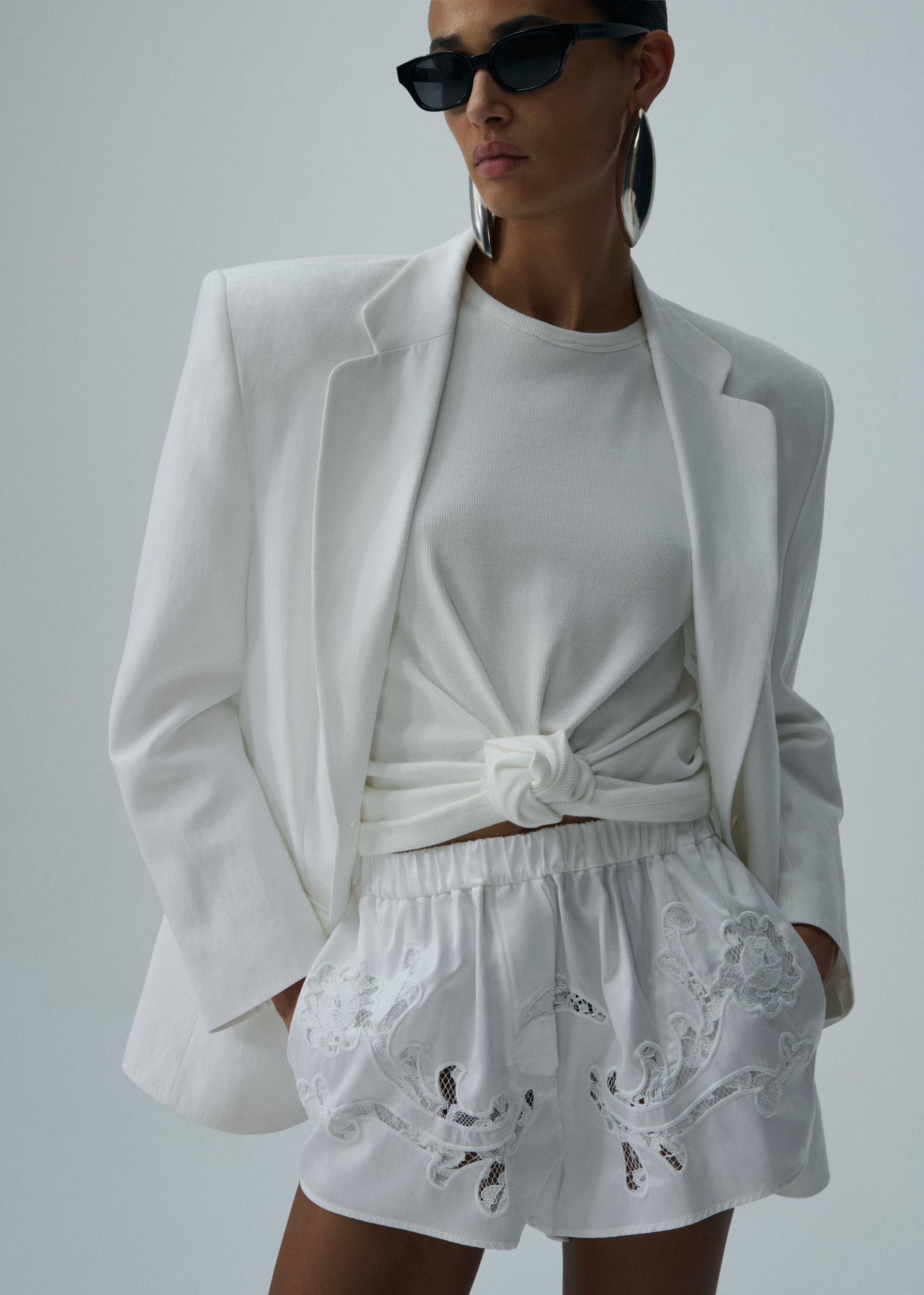 Knotted tank top in cream Product Image