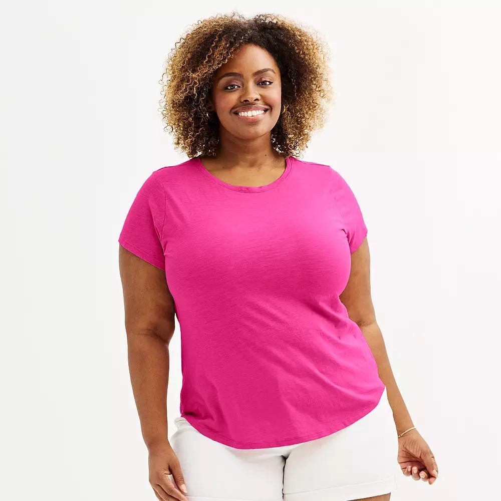 Plus Size Sonoma Goods For Life® Short-Sleeve Crew Tee, Women's, Size: 4XL, Pink Theme Product Image