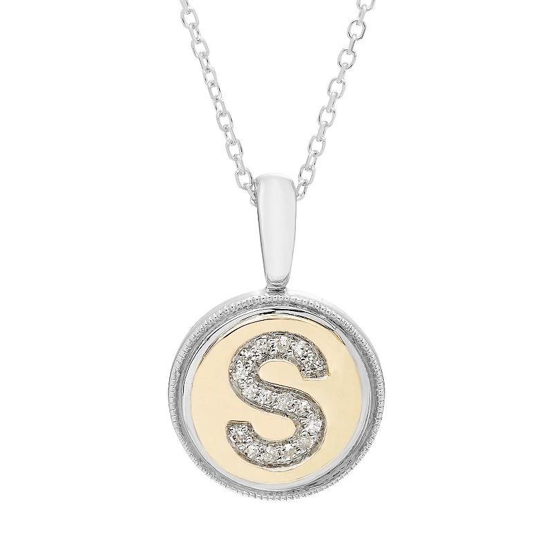 Its Personal 14k Gold Over Sterling Silver Diamond Accent Initial Pendant Necklace, Womens Two Tone H Product Image