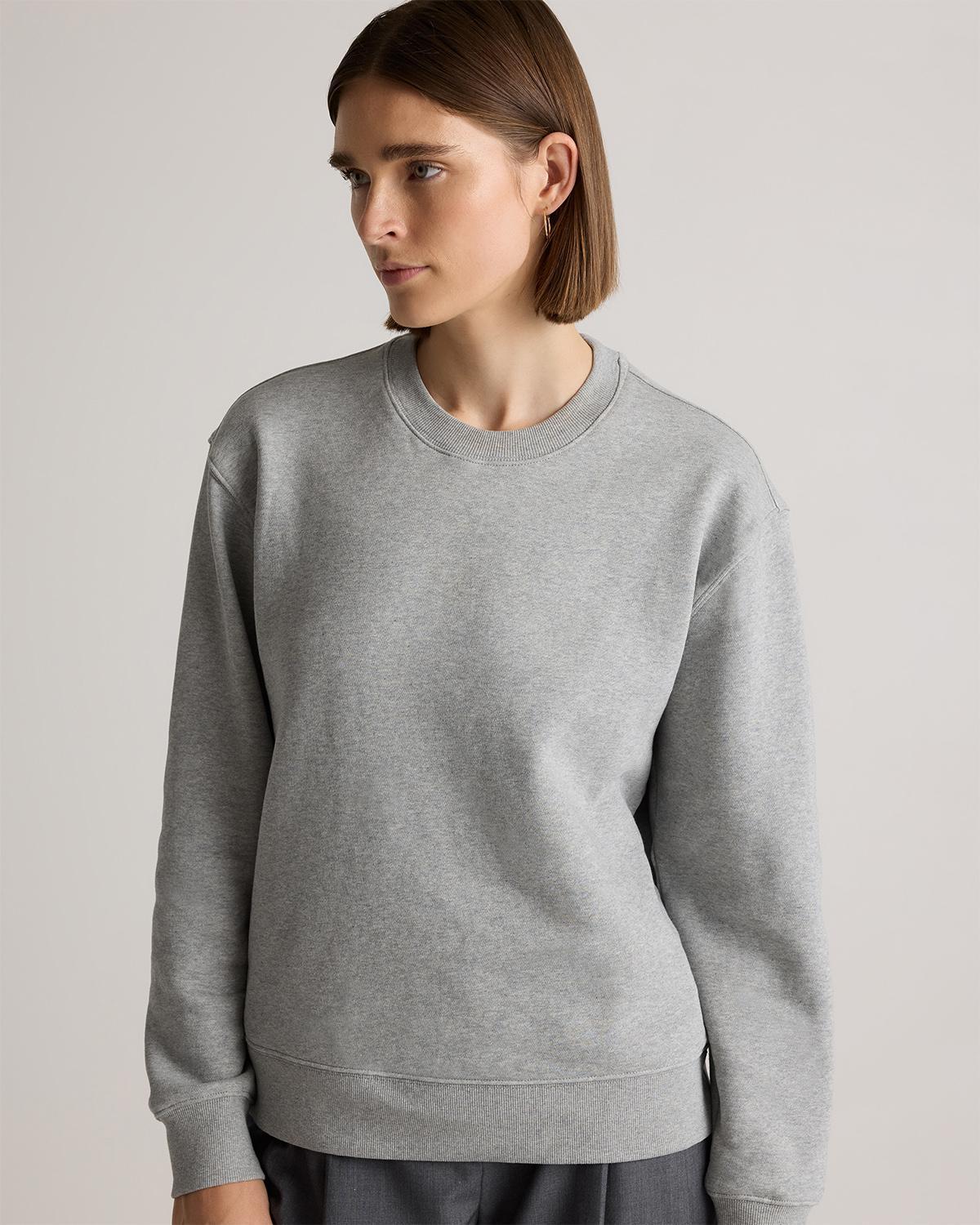 Quince | Women's Organic Heavyweight Fleece Crew Neck Alpaca Sweater Organic Cotton Product Image