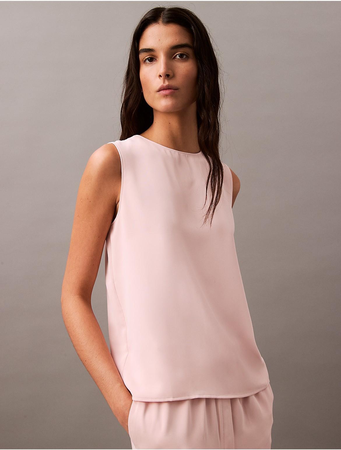 Calvin Klein Women's Solid Crewneck Shell Tank - Black - S Product Image
