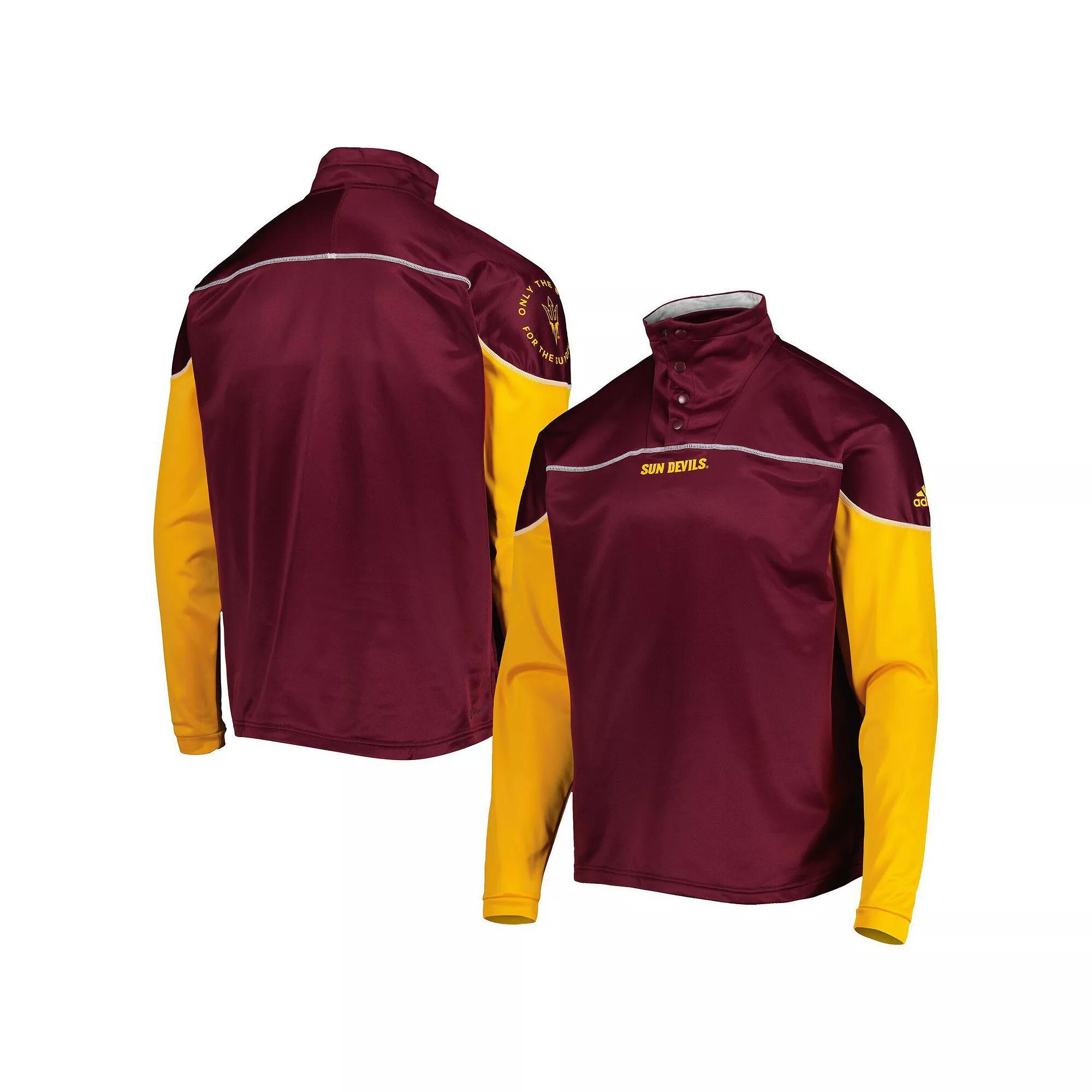 Men's adidas Maroon Arizona State Sun Devils AEROREADY Knit Quarter-Snap Jacket, Size: Small, Red Product Image
