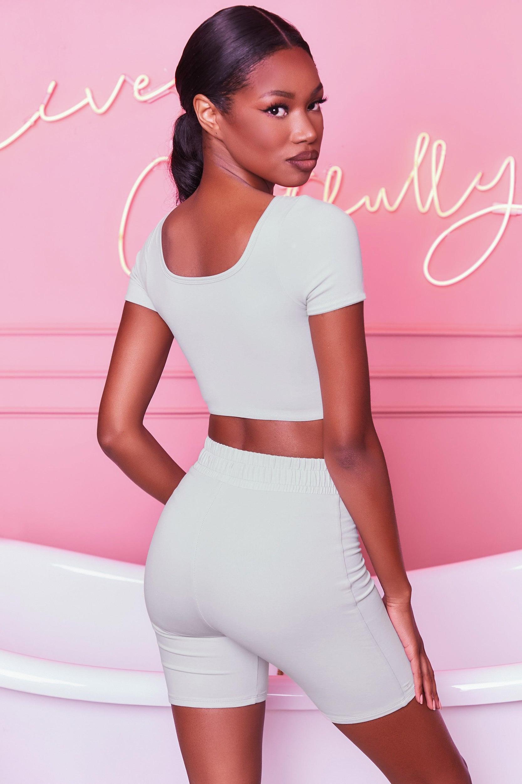 Over It High Waisted Cycle Shorts in Grey Product Image