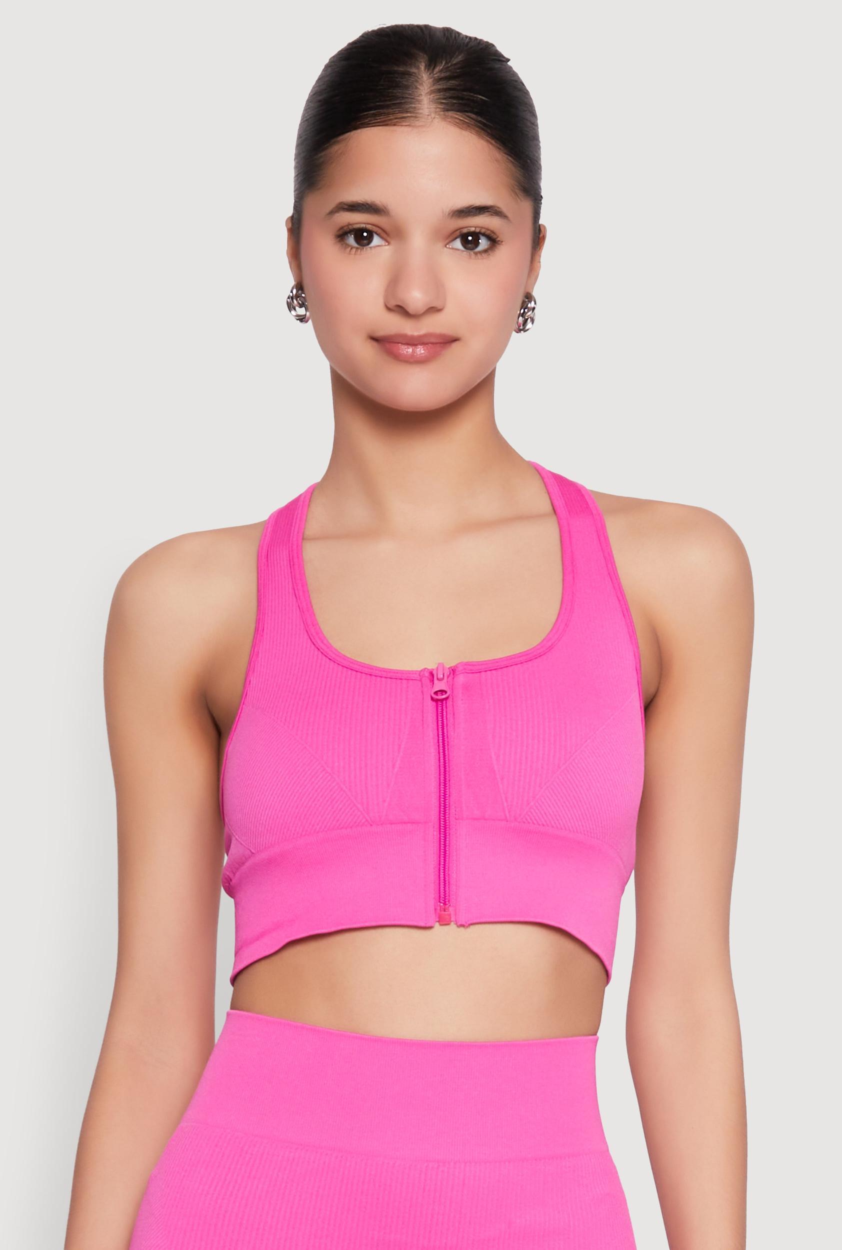 Womens Seamless Zip Front Sports Bra Product Image