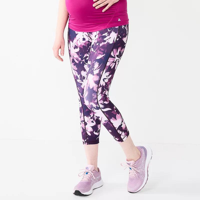 Maternity Tek Gear® Ultrastretch High Rise Capri Pants, Women's, Size: Large, Purple Spotted Product Image