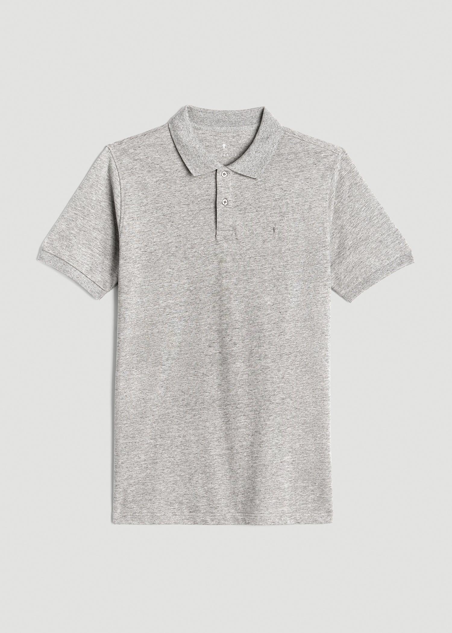 Men's Tall Classic Polo with Embroidered Logo in Heathered Grey Product Image