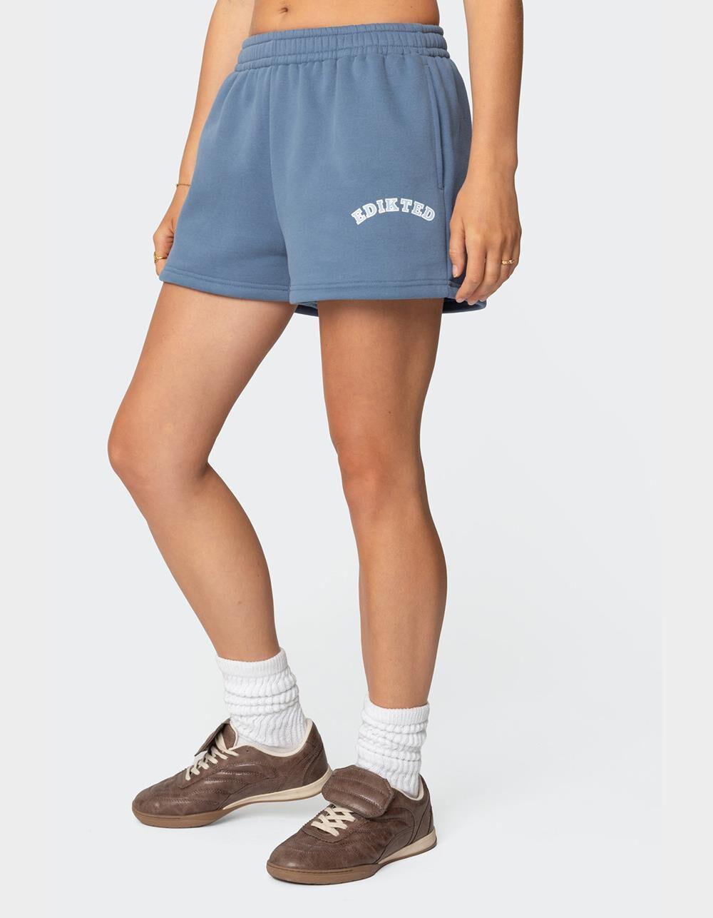 EDIKTED Beyond Edikted Sweat Shorts - BLUE Product Image