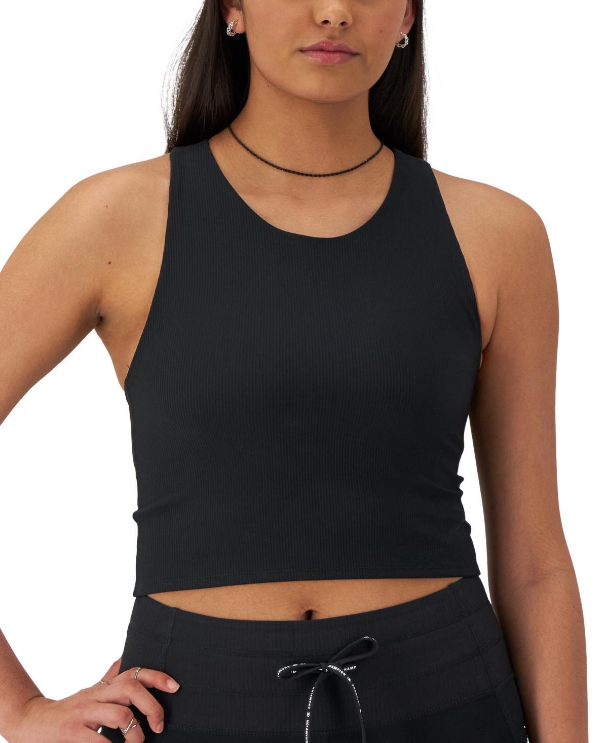Womens Champion Soft Touch Ribbed Cropped Tank Top, C Logo Canyon Red 2XL Product Image