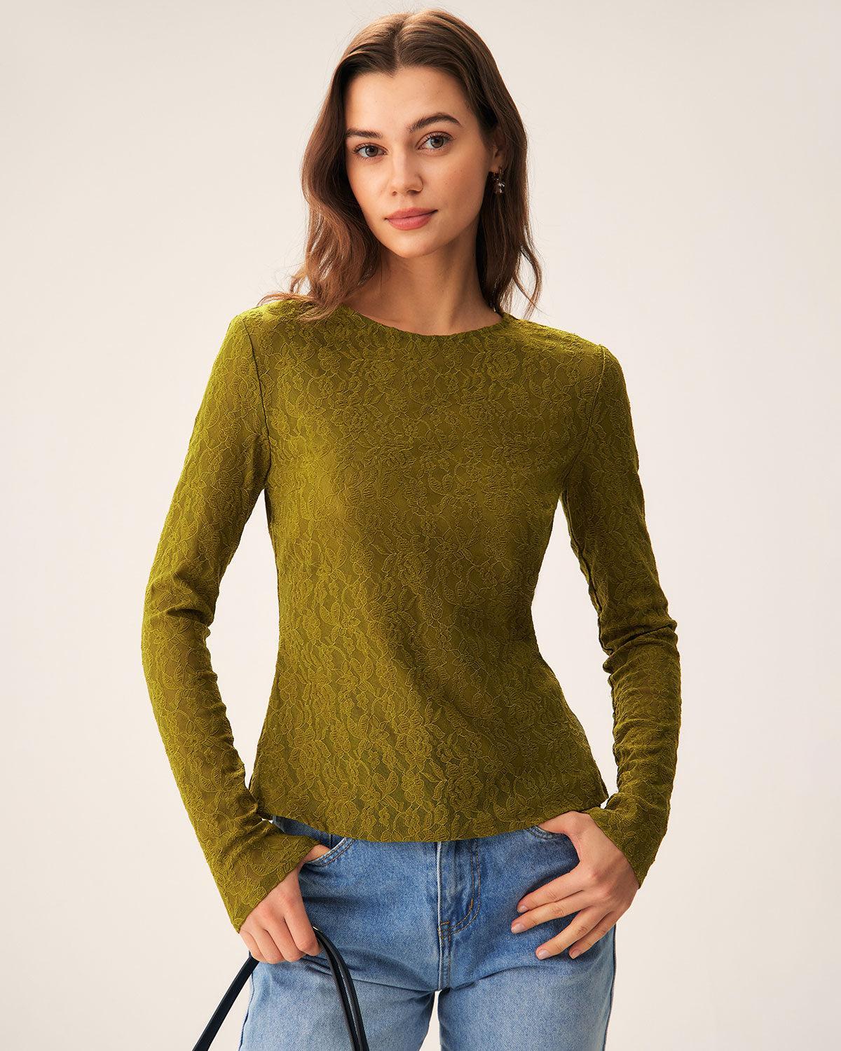 Green Boat Neck Slim Tee Product Image
