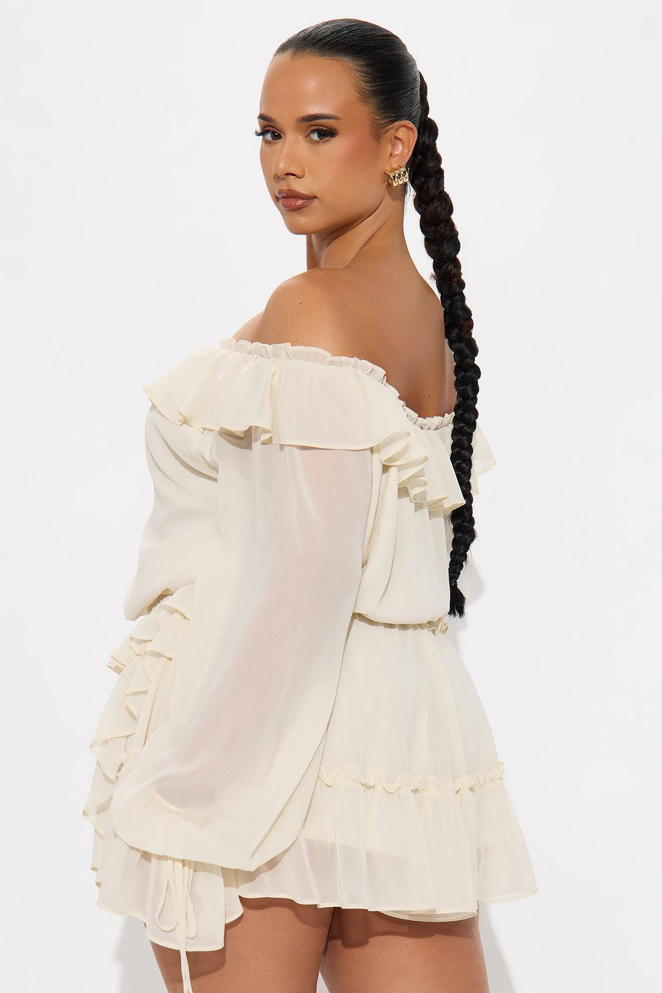 Love Story Long Sleeve Romper - Cream Product Image