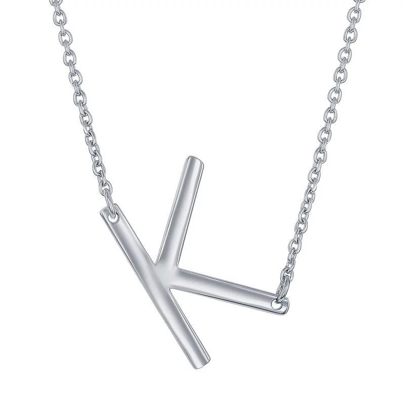 Sterling Silver Sideways Initial Necklace, Womens Sterling B Product Image