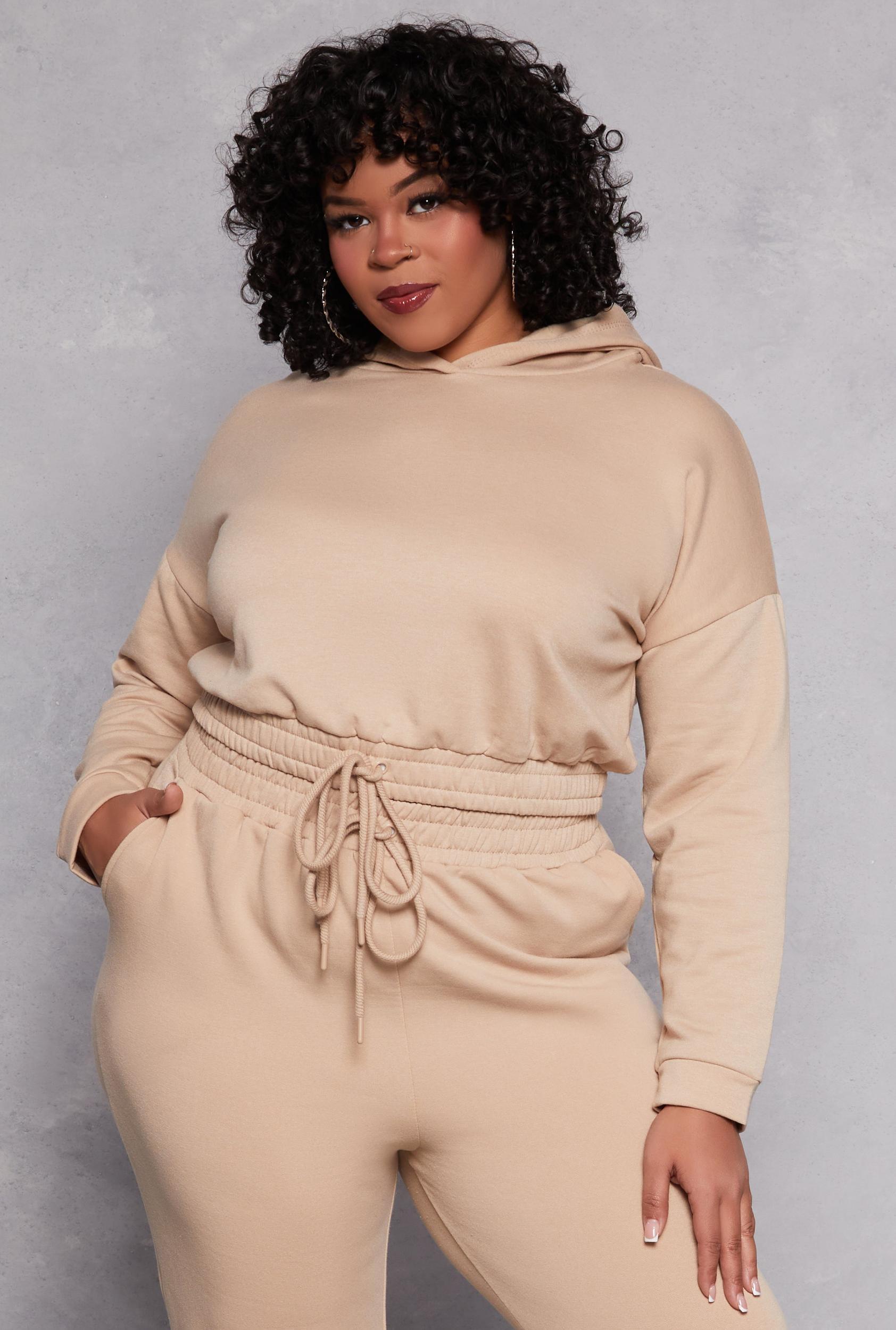 Womens Plus Size Iris Elastic Hem Hooded Sweatshirt Product Image