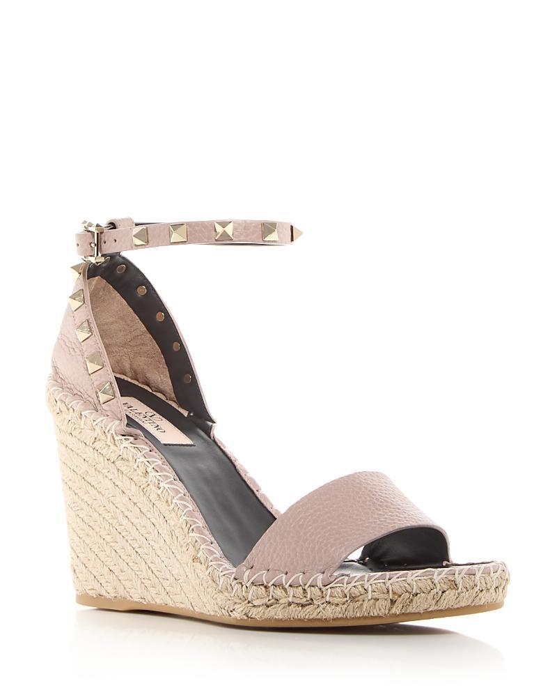 Womens Double Rockstud Grainy Calfskin Wedges 105MM Product Image