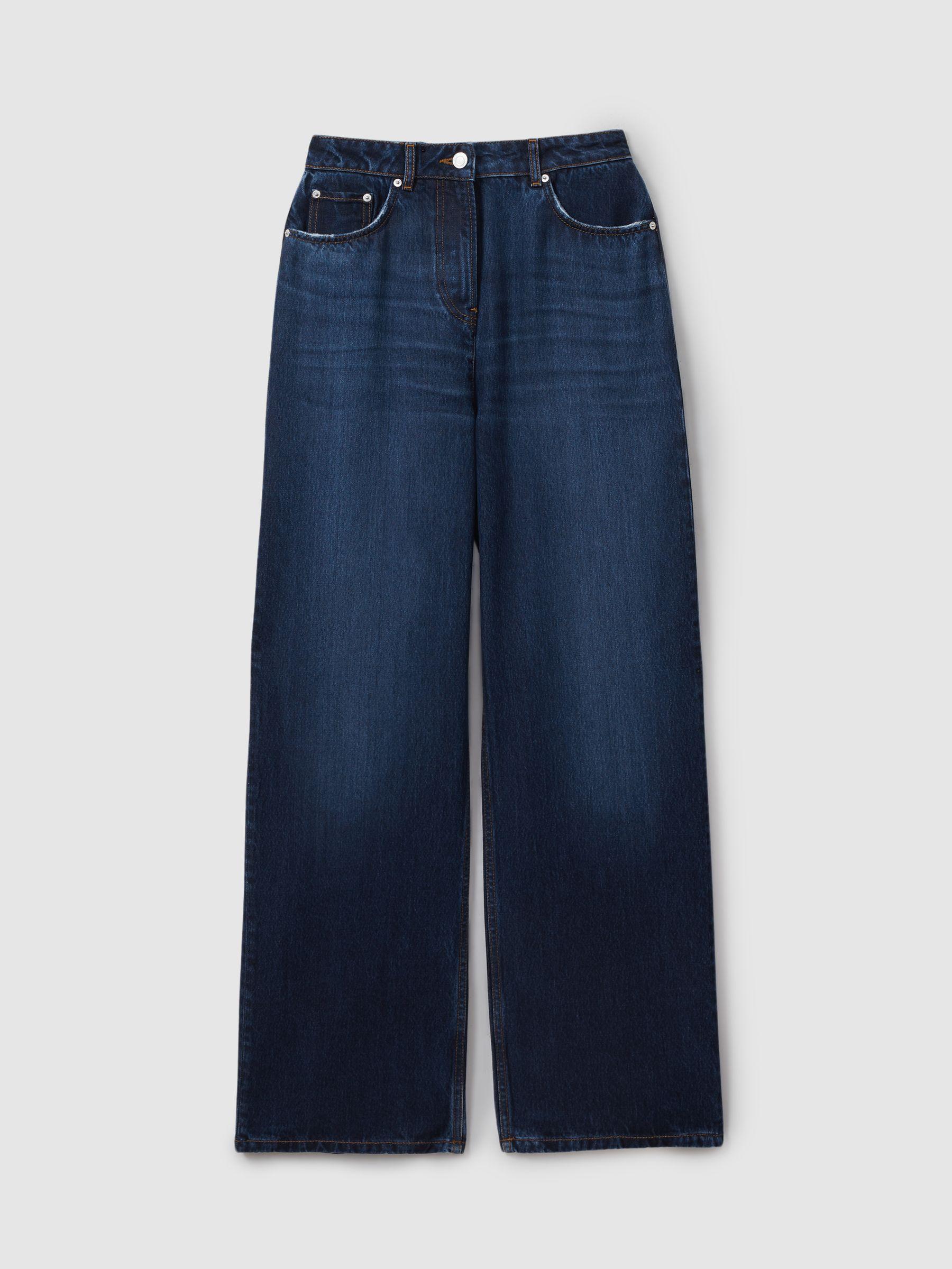 Lightweight Viscose Blend Relaxed Jeans in Dark Blue Product Image