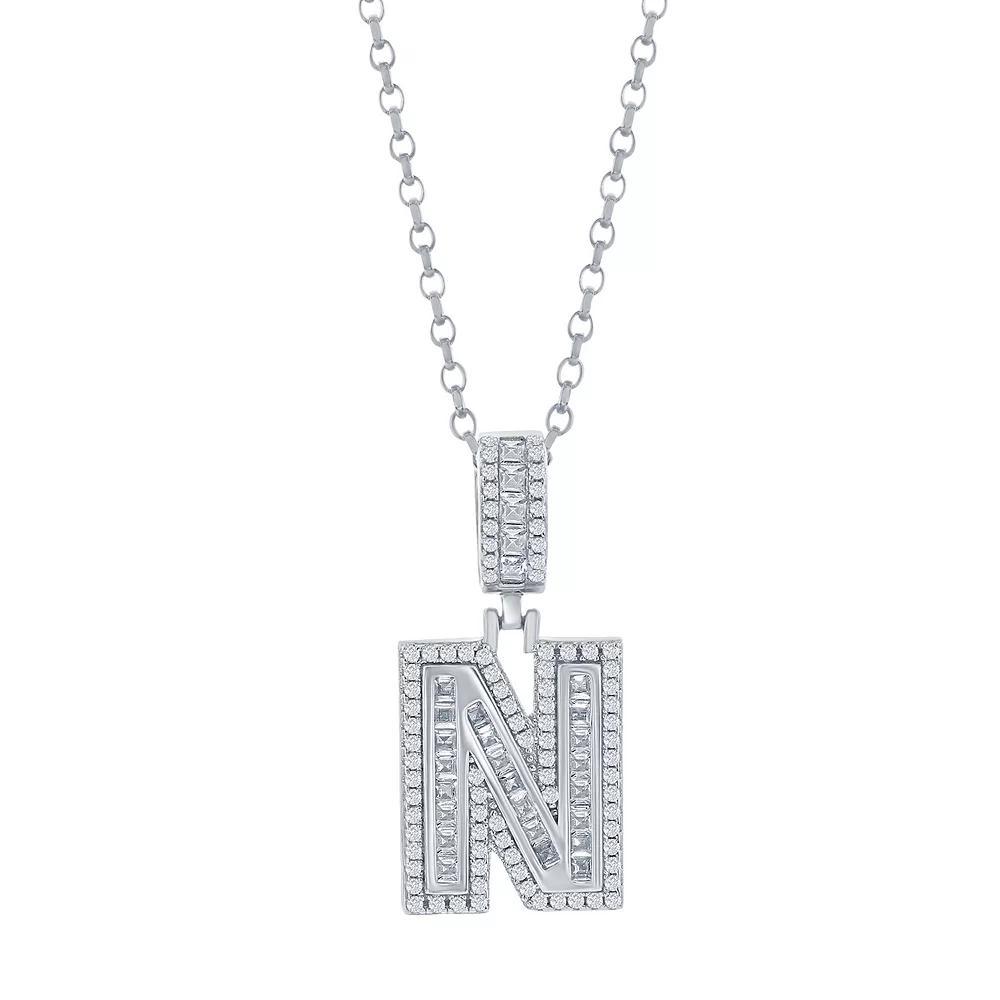 Argento Bella Sterling Silver Cubic Zirconia Initial Pendant Necklace, Women's, Size: 18", Sterling E Product Image