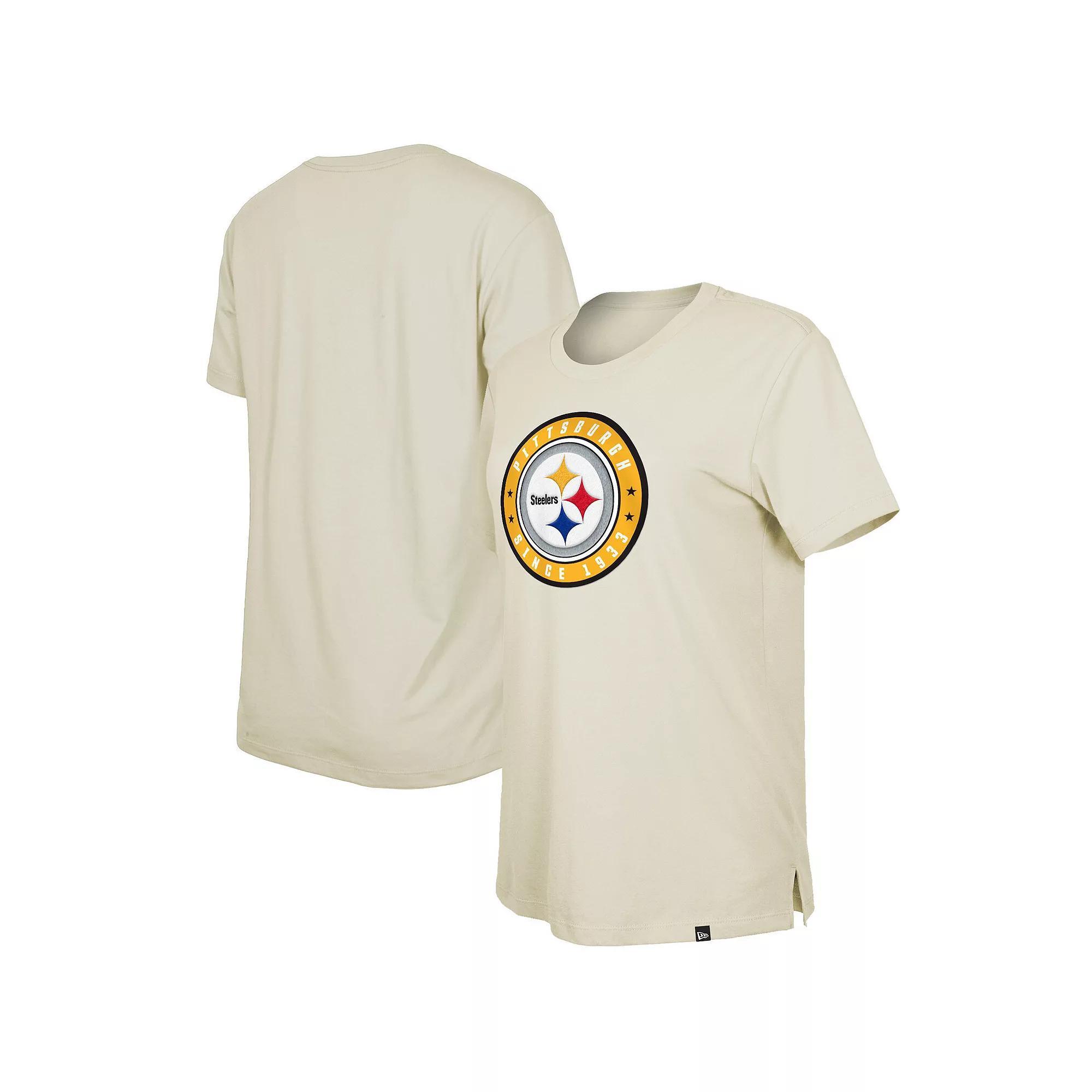 Women's New Era  Cream Pittsburgh Steelers 2023 NFL Draft T-Shirt, Size: Large, Beige Product Image