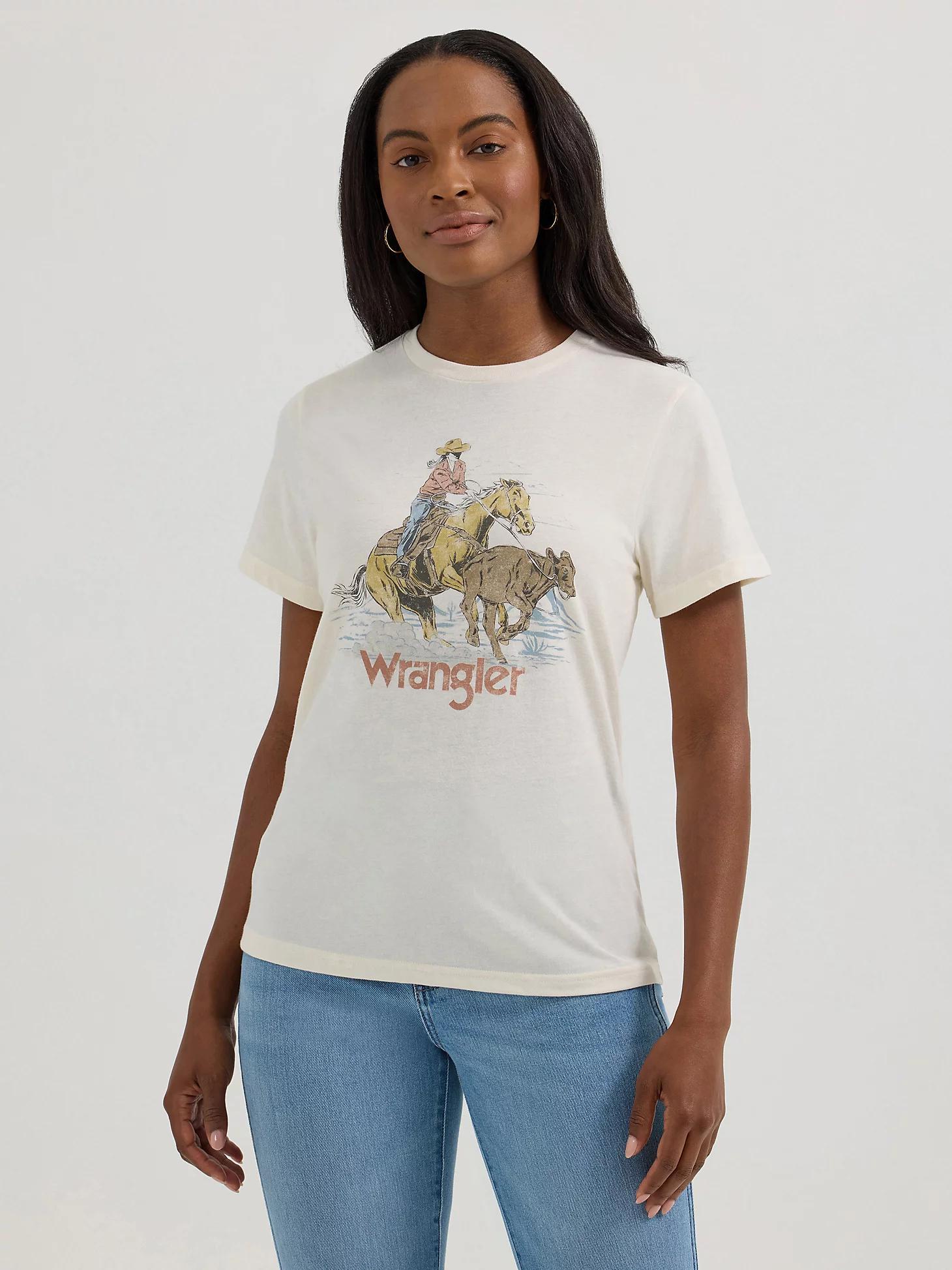 Women's Wrangler Logo Cowboy Regular Fit Tee | Women's TOPS | Wrangler® Product Image