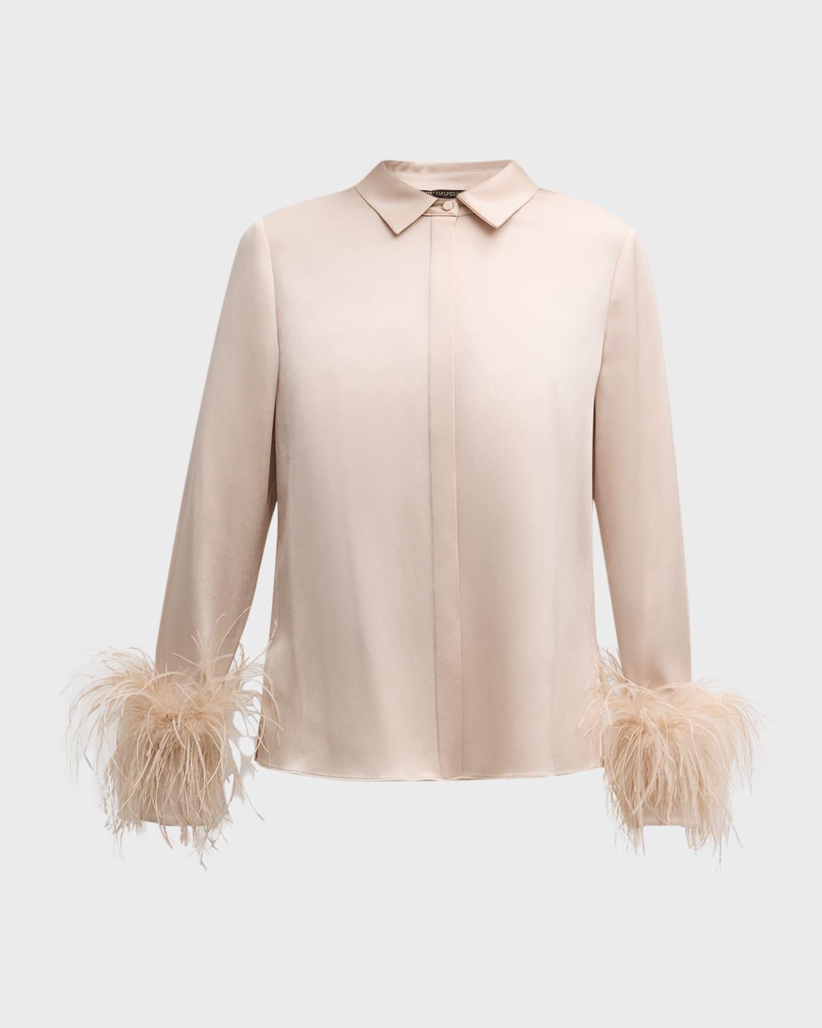 Murphy Feather-Trim Collared Blouse Product Image