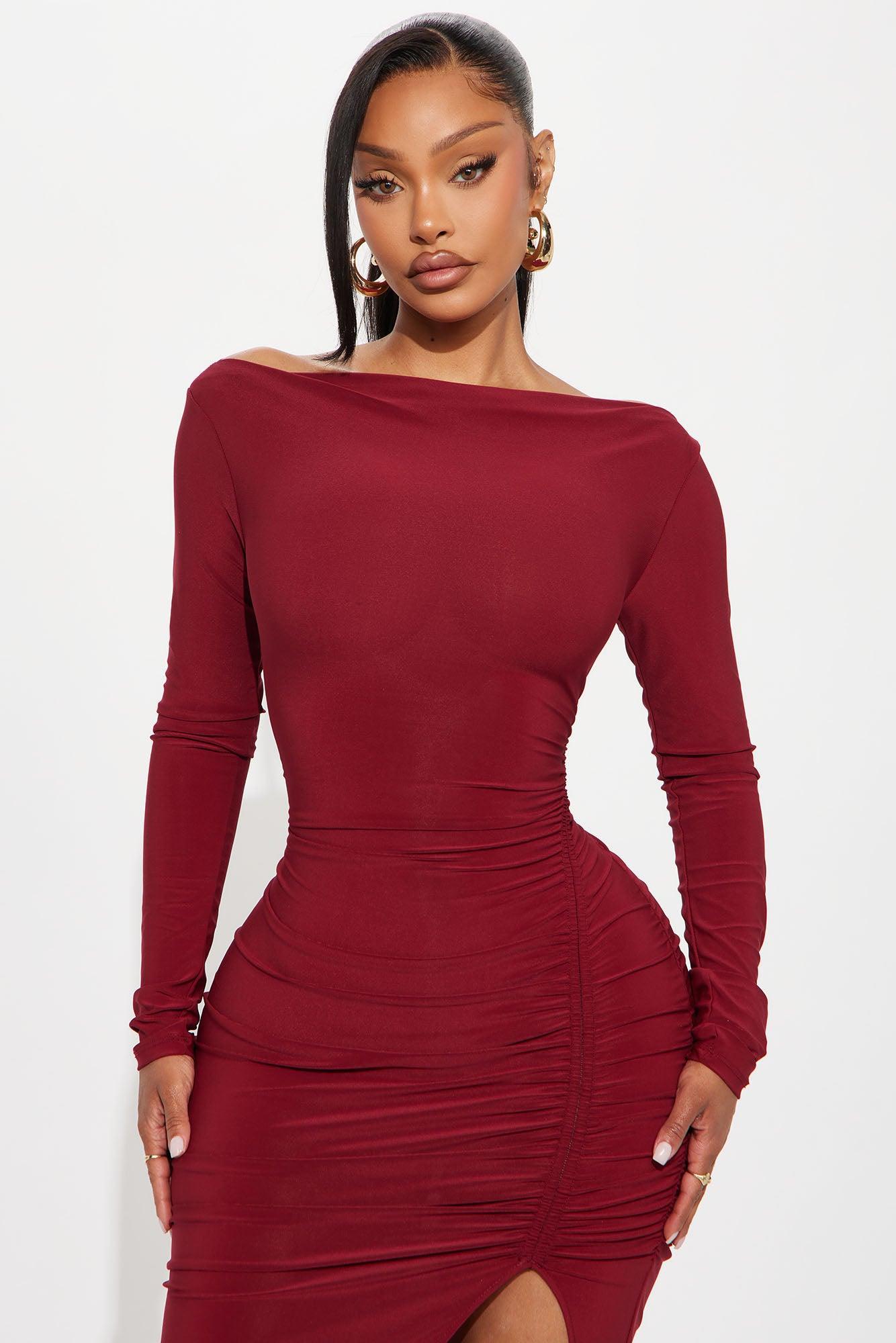Carla Long Sleeve Midi Dress - Wine Product Image