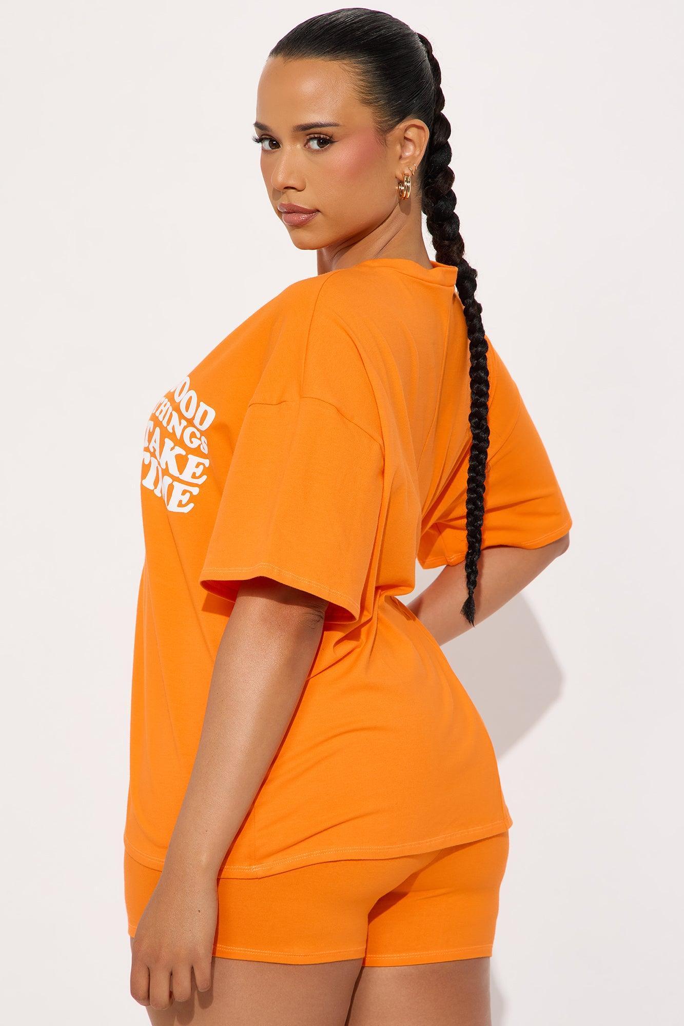 Good Things Take Time Biker Short Set - Orange Product Image