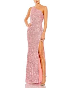 Mac Duggal Sequined One Shoulder Draped Back Gown Product Image