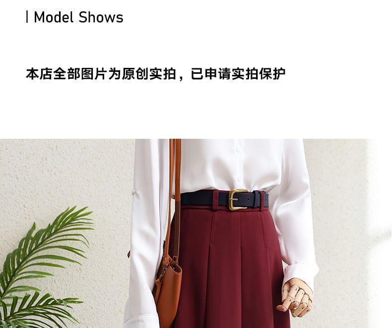 High Rise Plain Midi A-Line Pleated Skirt Product Image