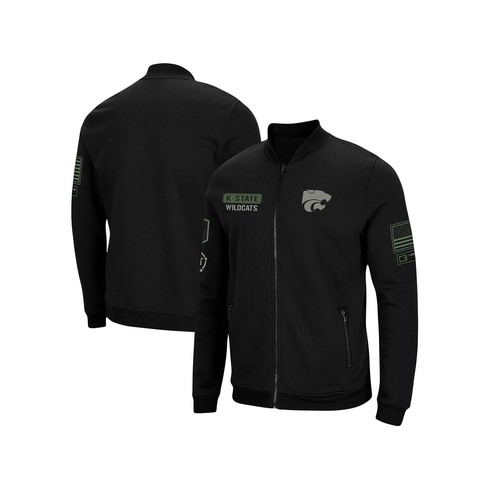 Men's Colosseum Black Iowa Hawkeyes OHT Military Appreciation High-Speed Bomber Full-Zip Jacket, Size: Small Product Image