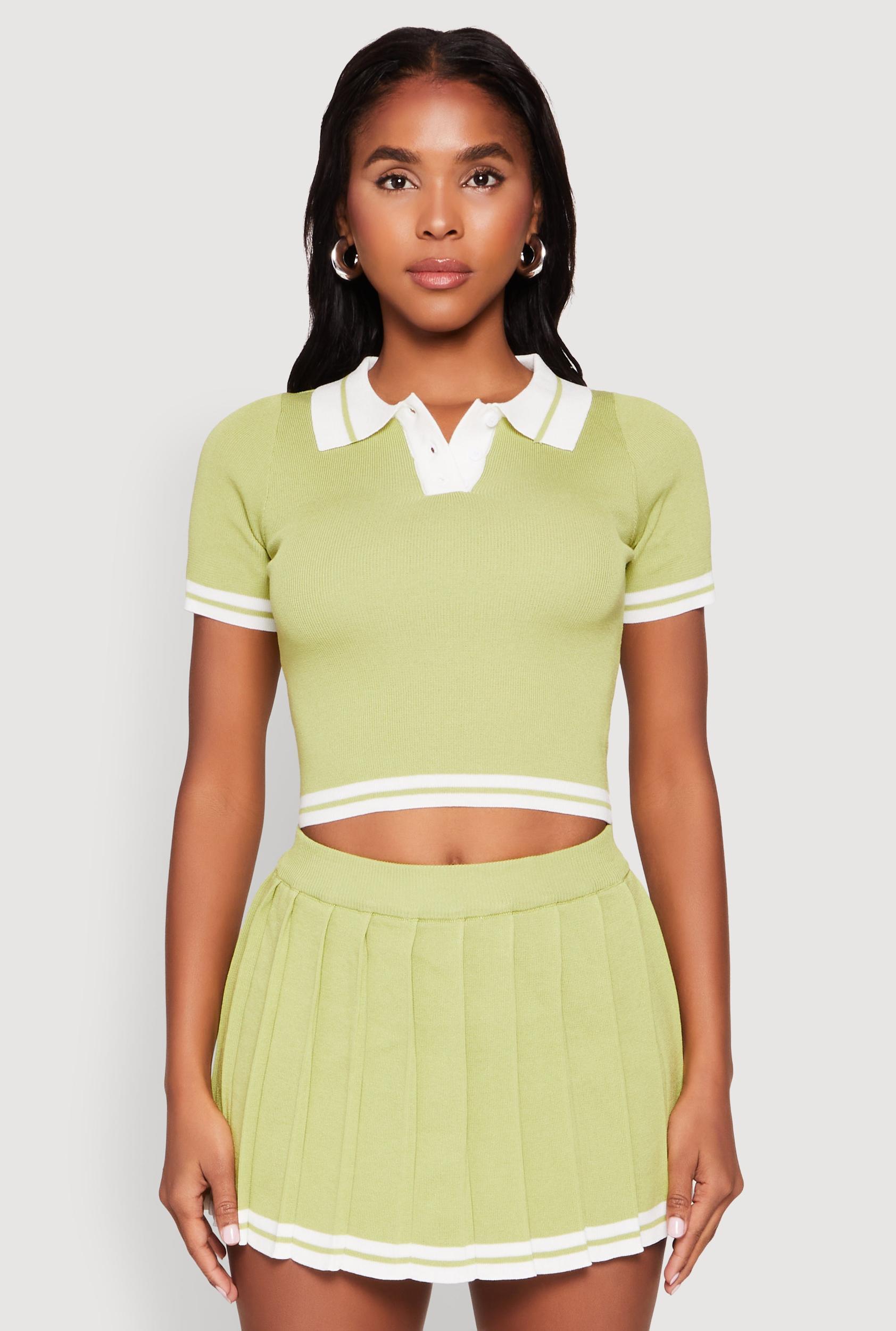 Womens Daisy Varsity Stripe Cropped Polo Shirt Product Image