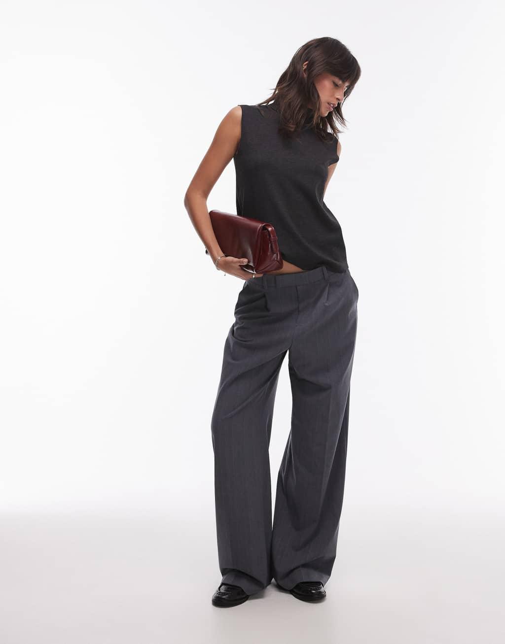 Mango high neck sleeveless knitted top in dark gray - part of a set Product Image
