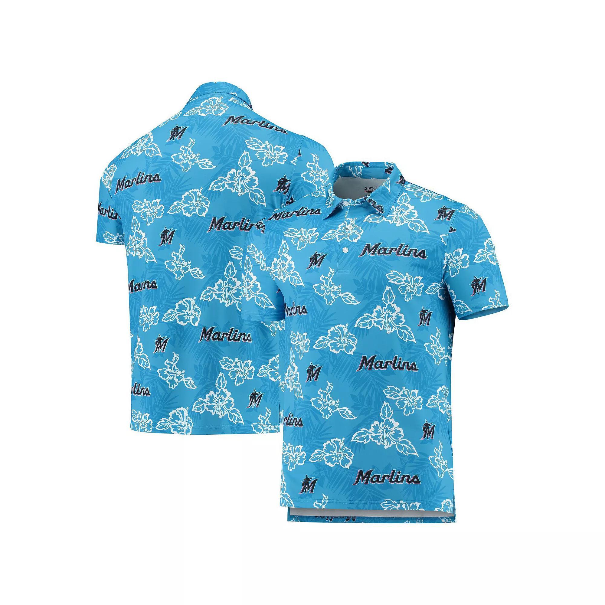 Men's Reyn Spooner Blue Miami Marlins Performance Polo, Size: Small Product Image