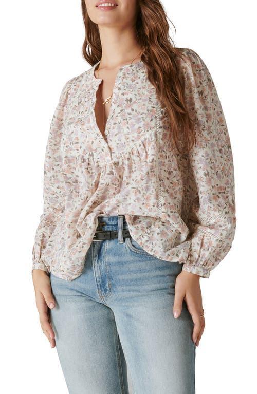 Lucky Brand Smocked Button Through Blouse (Whisper White ) Women's Clothing Product Image