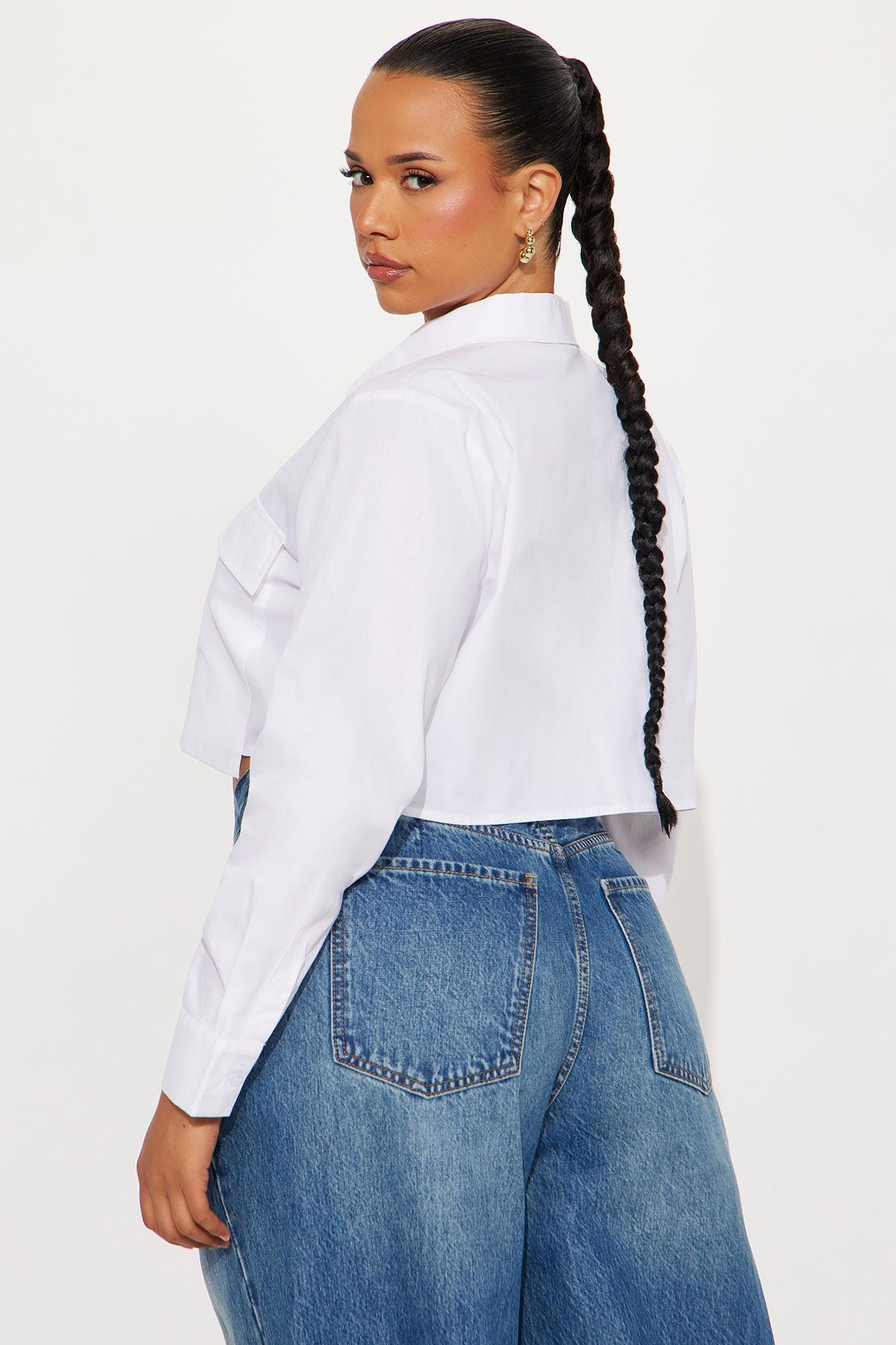 On My Way Cropped Poplin Shirt - White Female Product Image