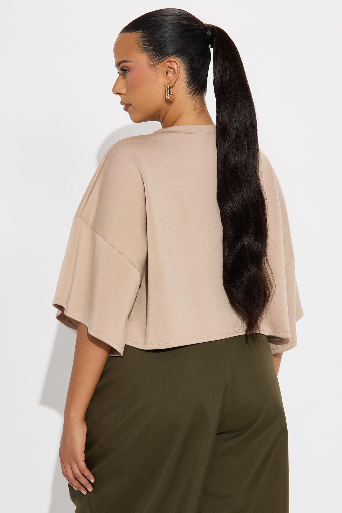 Avery Boxy Cropped Short Sleeve Tee - Taupe Product Image
