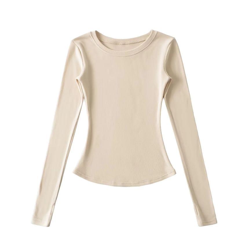 Long-Sleeve Crewneck Plain Tee Product Image