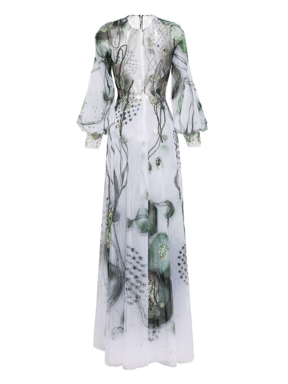 graphic-print beaded tulle dress Product Image