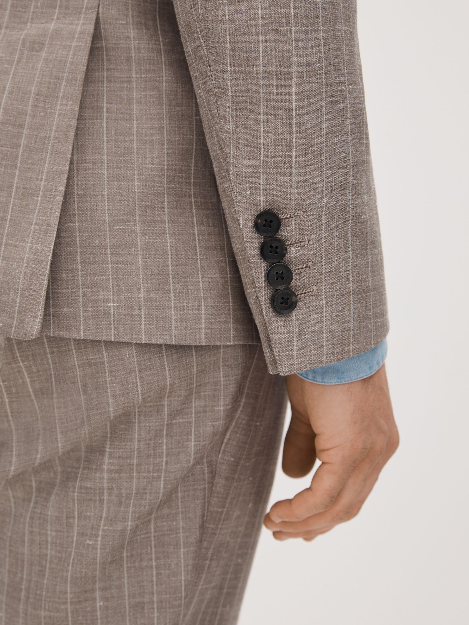Slim Fit Wool-Silk-Linen Double Breasted Blazer in Mocha Product Image