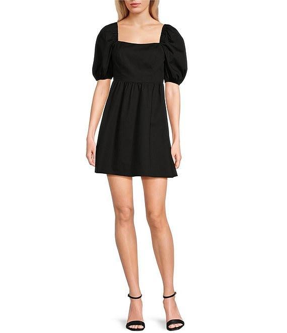 Copper Key Square Neck Puff Sleeve Dress Product Image