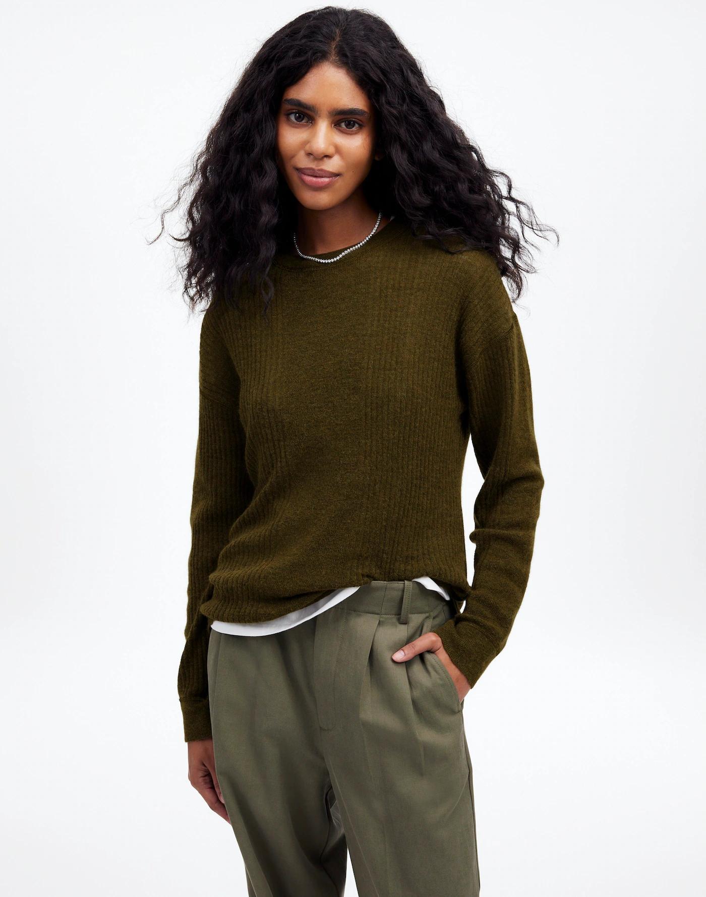 Ribbed Alpaca-Blend Crewneck Sweater Product Image