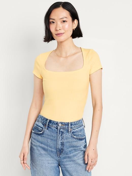 Ribbed Square-Neck T-Shirt Product Image