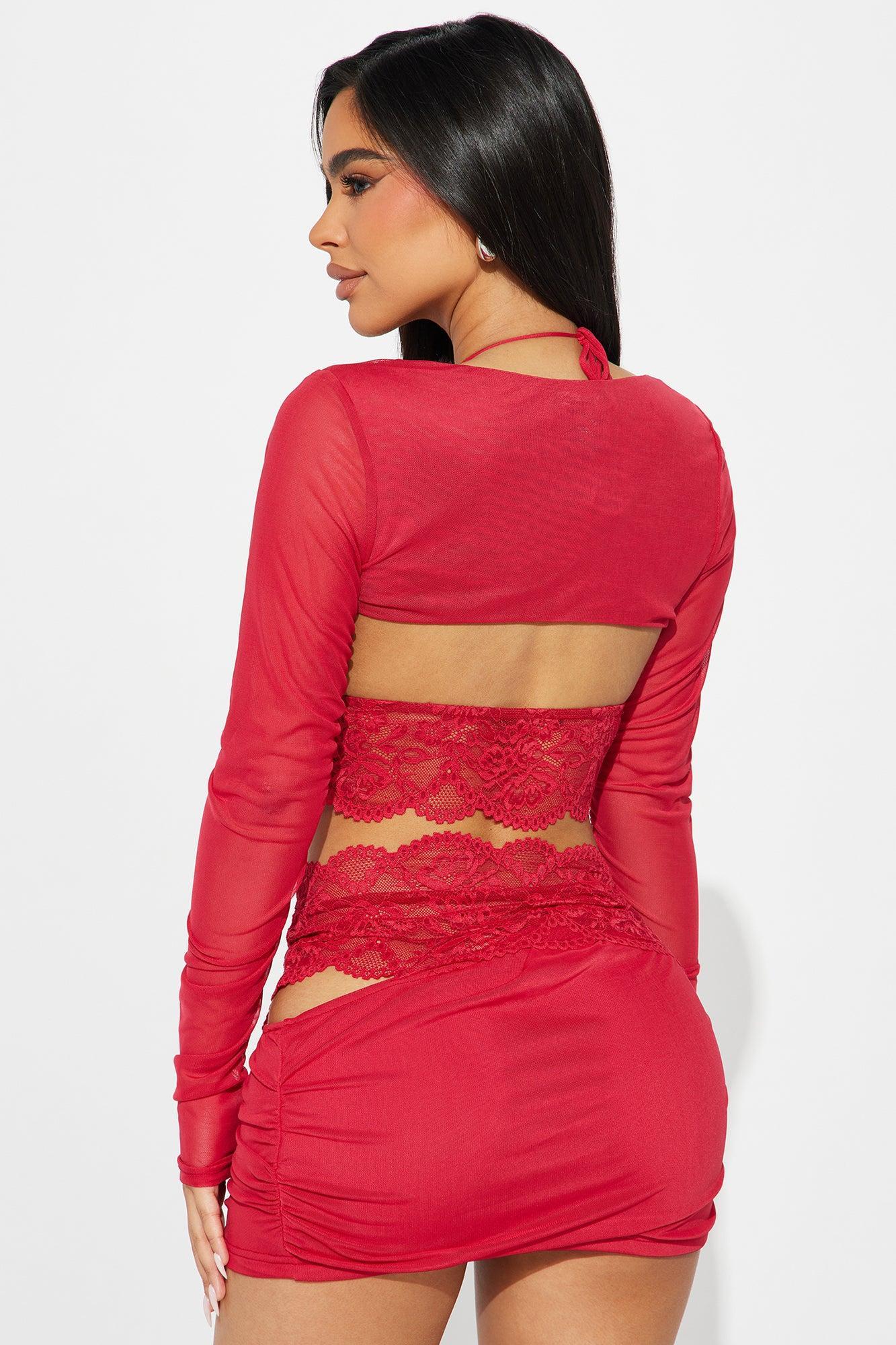 Camille Lace Skirt Set - Red Product Image