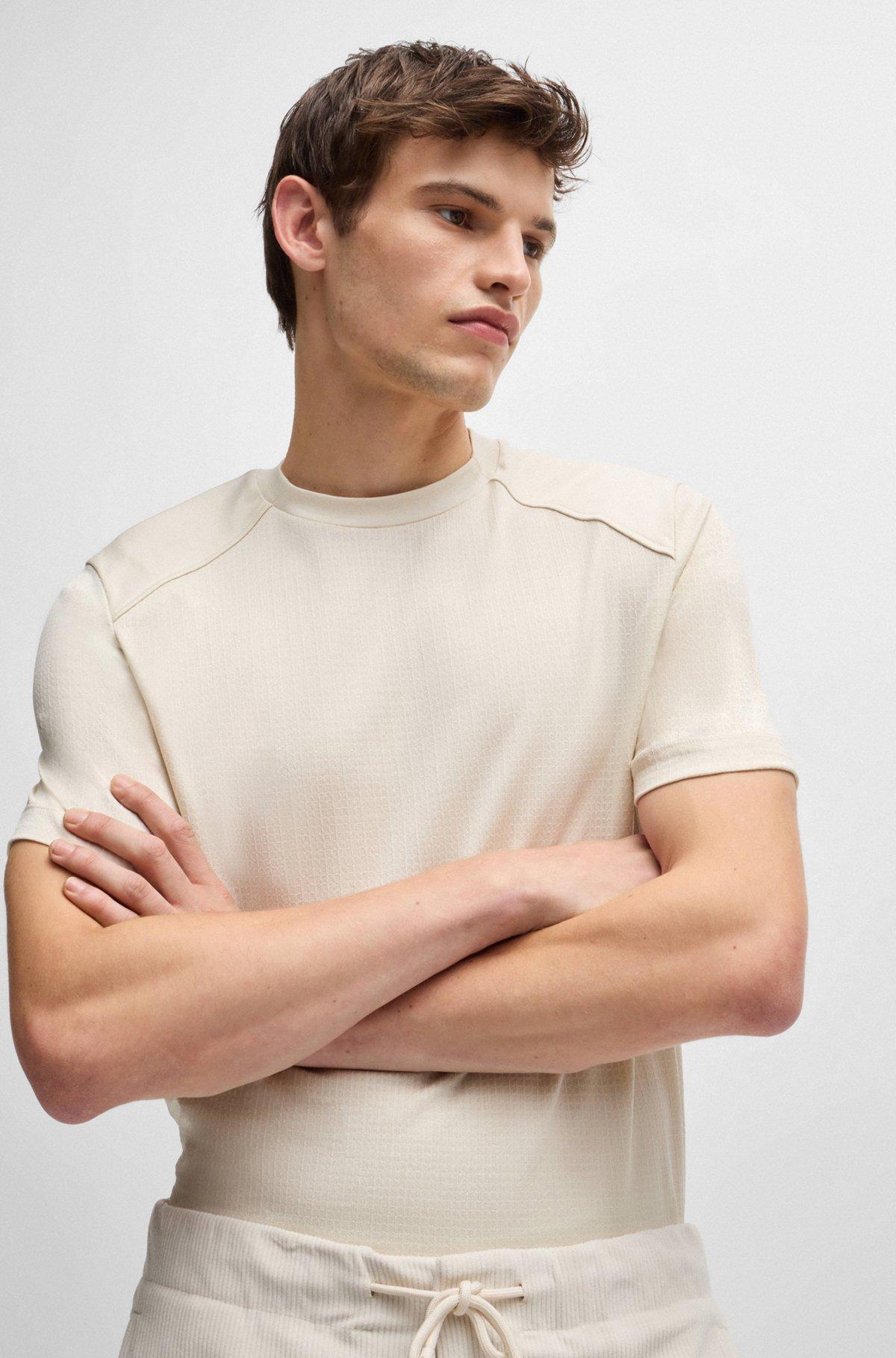Cotton-ripstop regular-fit T-shirt with plain trims Product Image