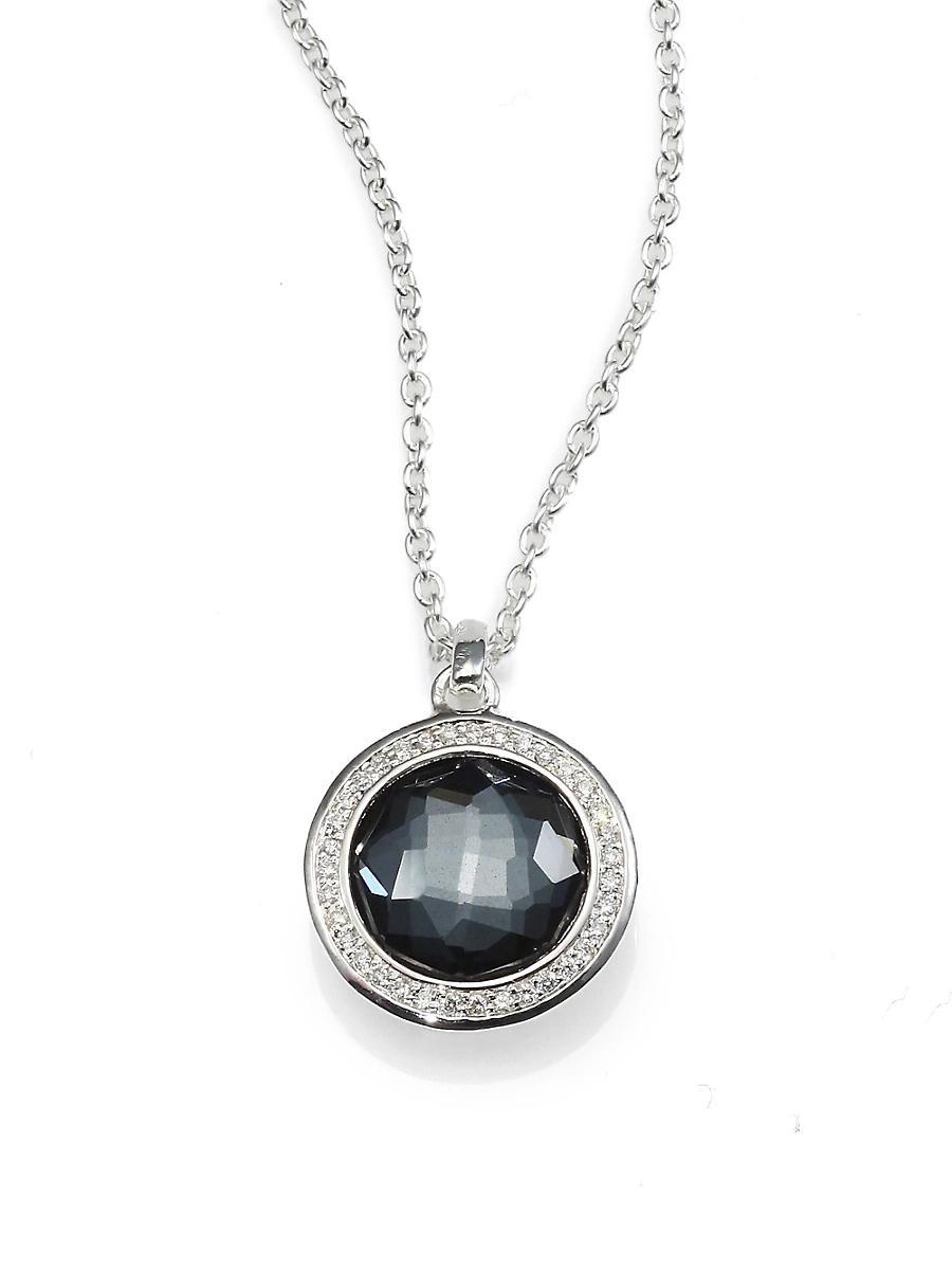 Mini Pendant Necklace in Sterling Silver with Diamonds Product Image