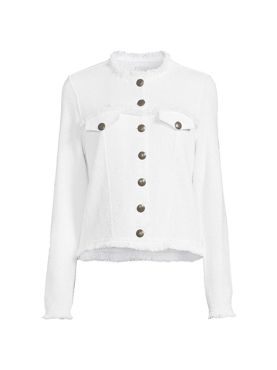 NIC+ZOE Petite Utility Fringe Mix Knit Jacket (Paper ) Women's Jacket Product Image