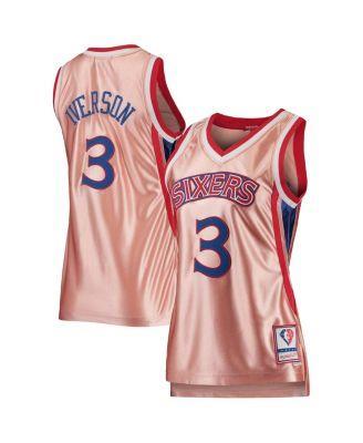 Women's Mitchell & Ness Allen Iverson Pink Philadelphia 76ers 75th Anniversary Rose Gold 1996 Swingman Jersey, Size: Medium, 76r Pink Product Image