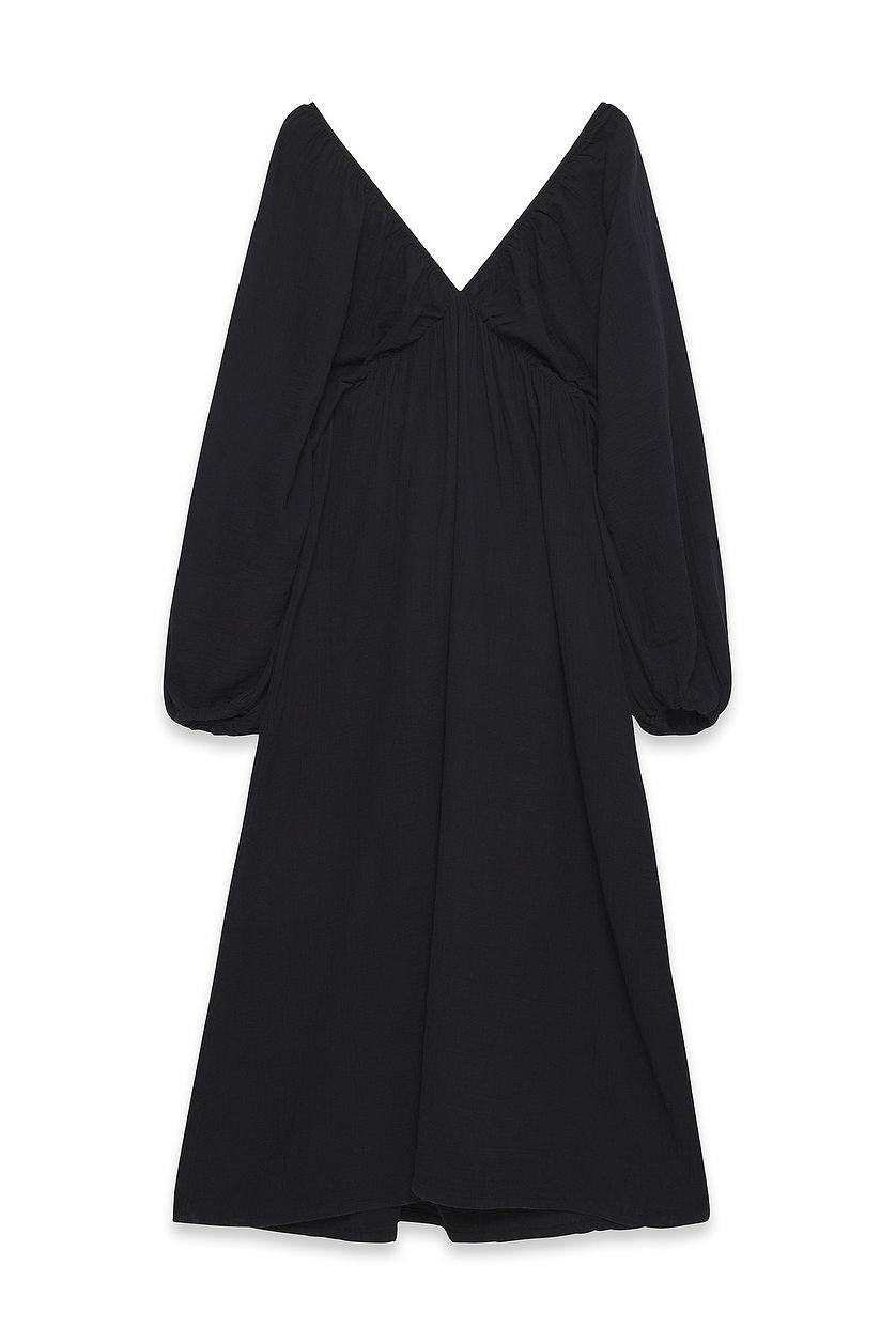 Soft Cotton V Neck Midi Dress Product Image