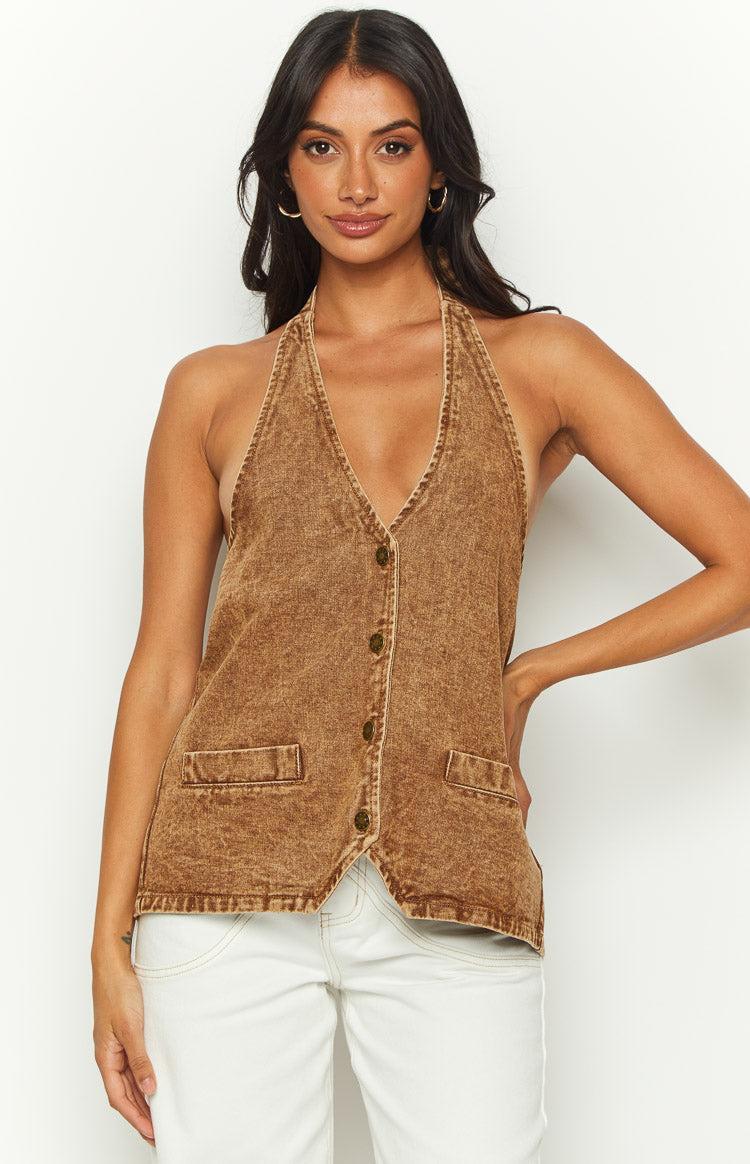 Lioness Hills Halter Stonewash Top Product Image