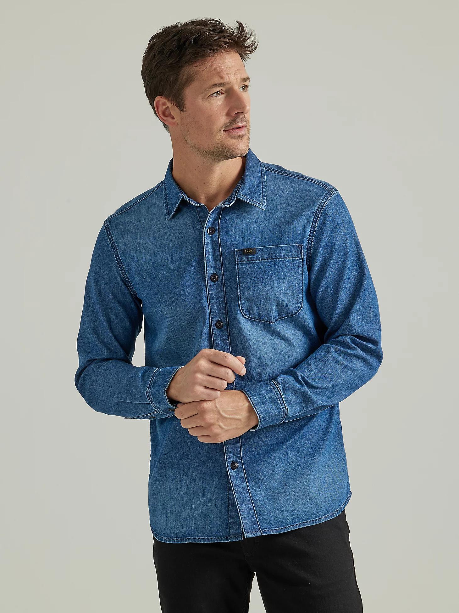 Men's Extreme Motion All Purpose Denim Button Down Shirt | Men's Tops & Tees | Lee® Product Image