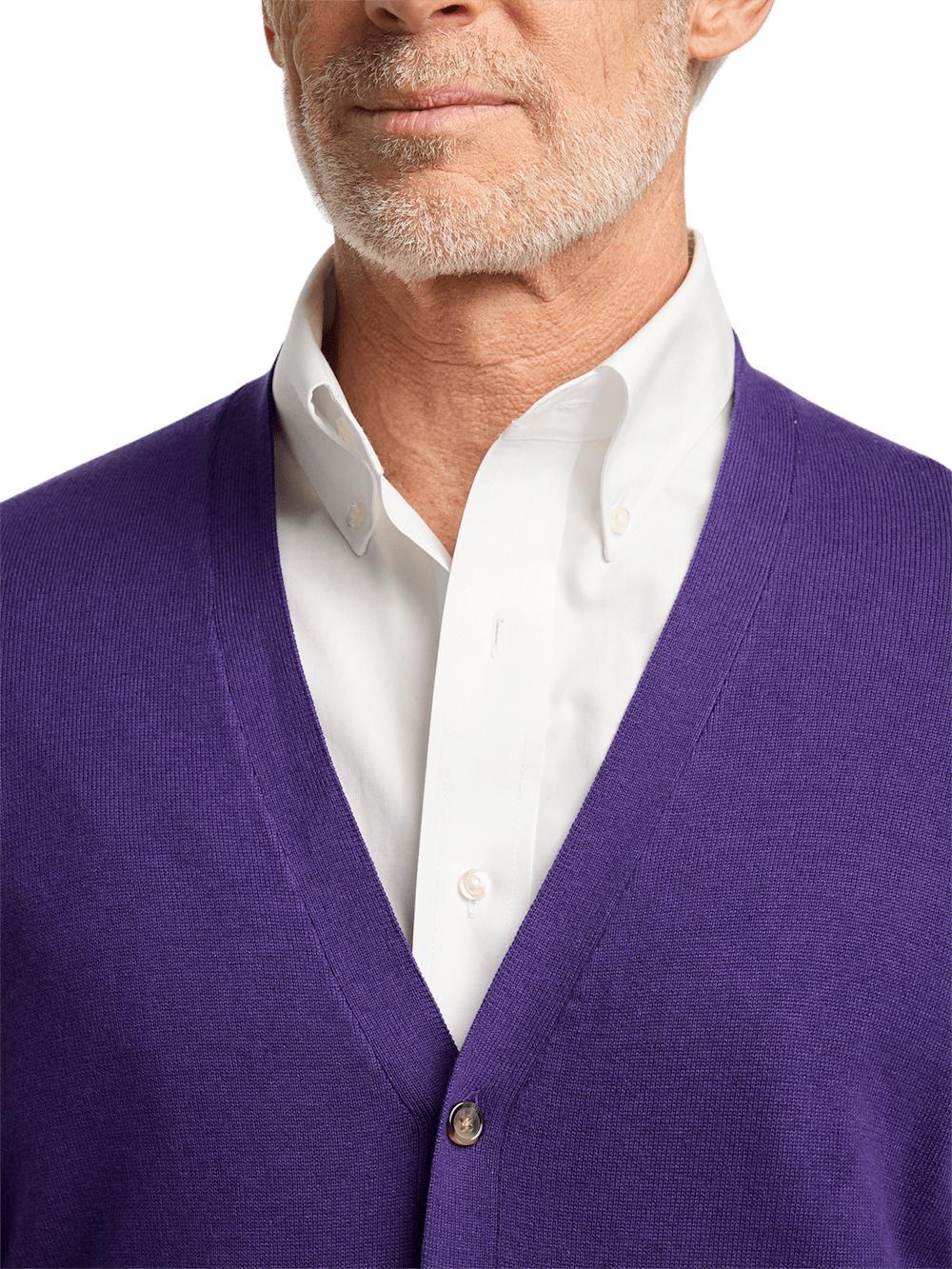 Supima Cotton Button Front Cardigan - Dark Blue Product Image