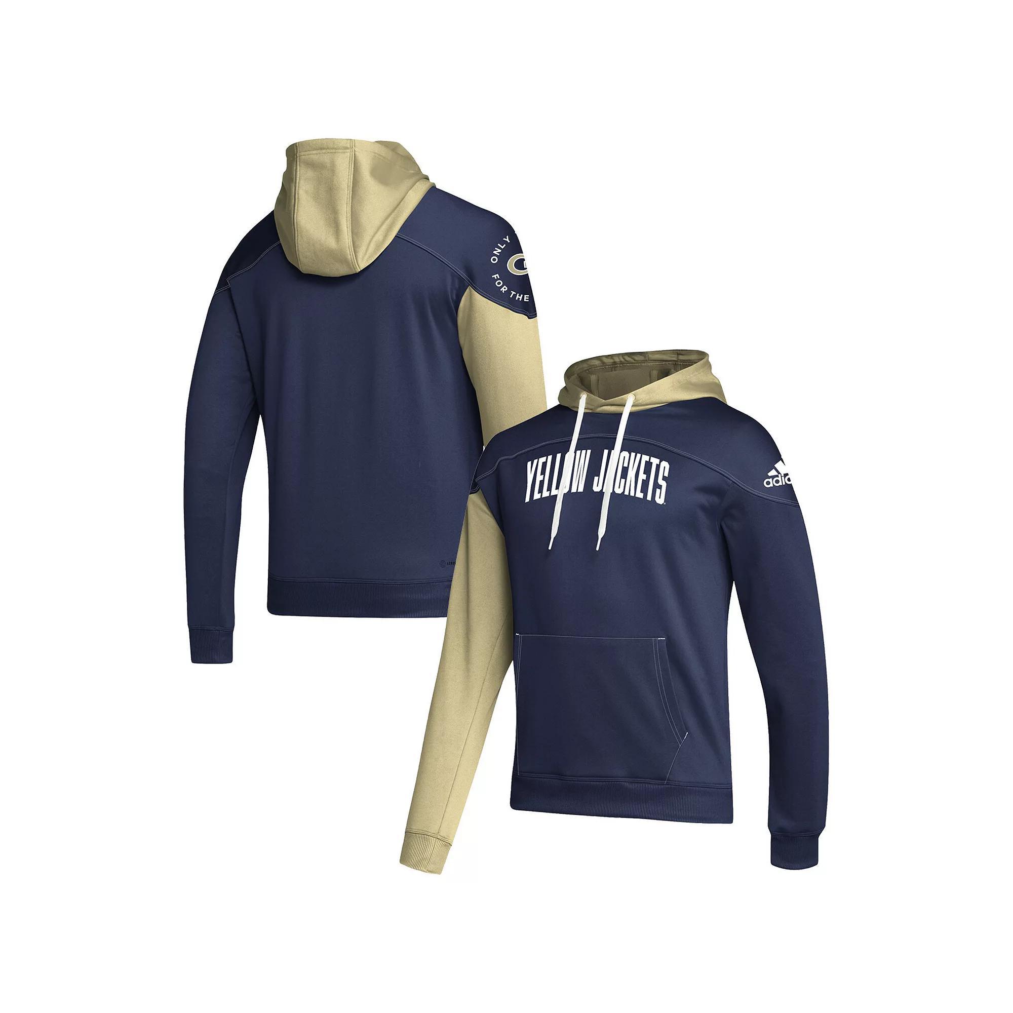 Men's adidas Navy Georgia Tech Yellow Jackets Block Stadium Pullover Hoodie, Size: XL, Blue Product Image
