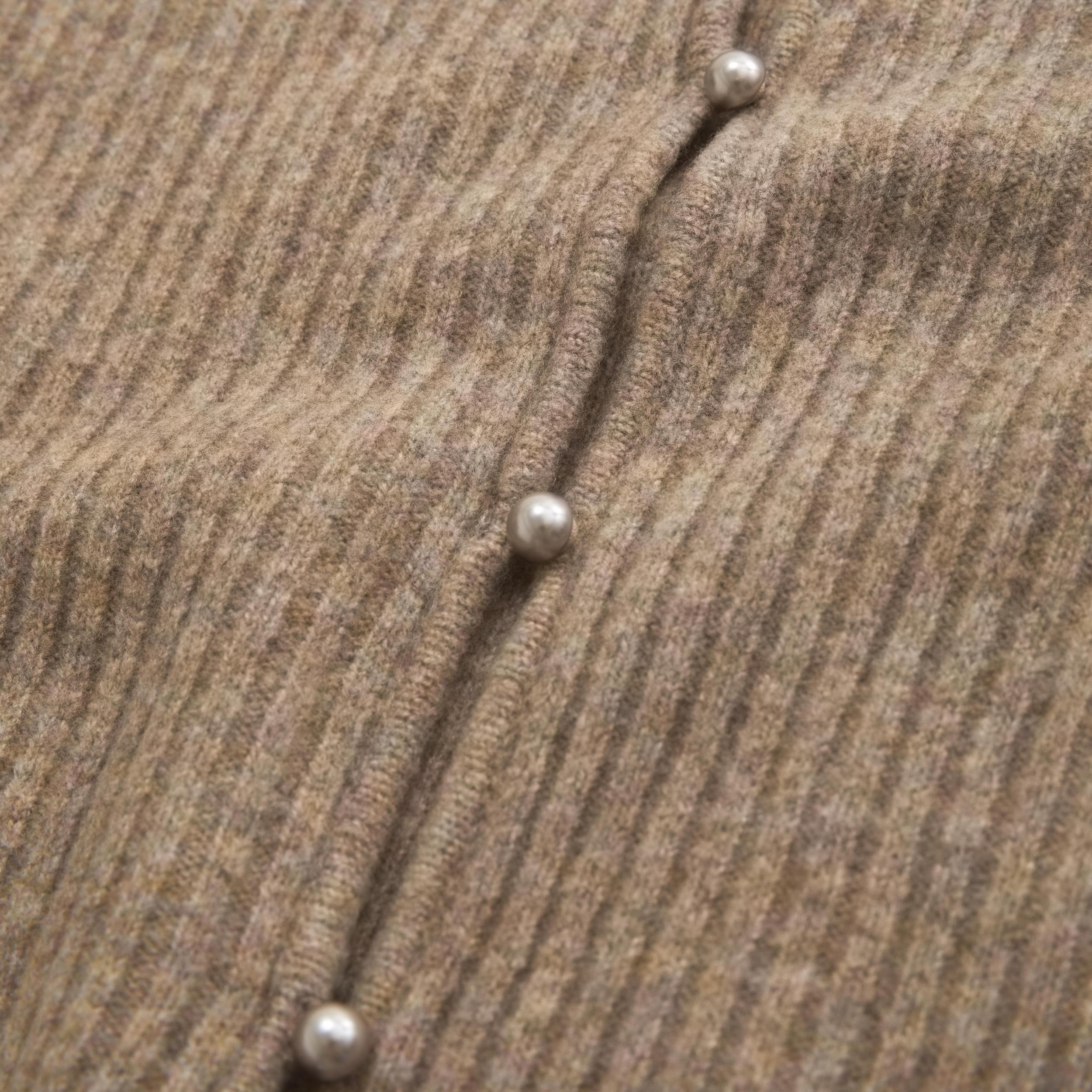 Short-Sleeve Pearl Button Collared Cardigan Product Image